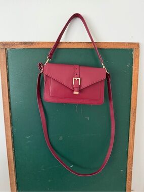 Structured Burgundy Crossbody Bag with Front Buckle